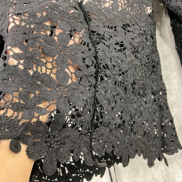 Womens Victorian Steampunk Lace Top sz. M Black High Neck Whimsigoth Fairy zips - Picture 12 of 14